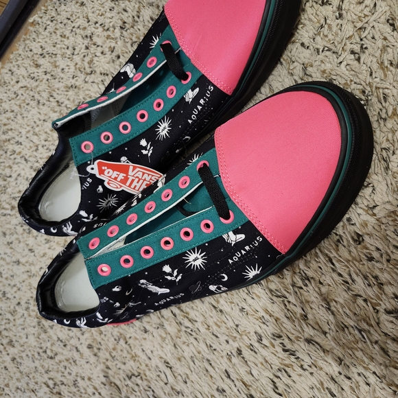Vans Mens Pink, Black And Green Shoes